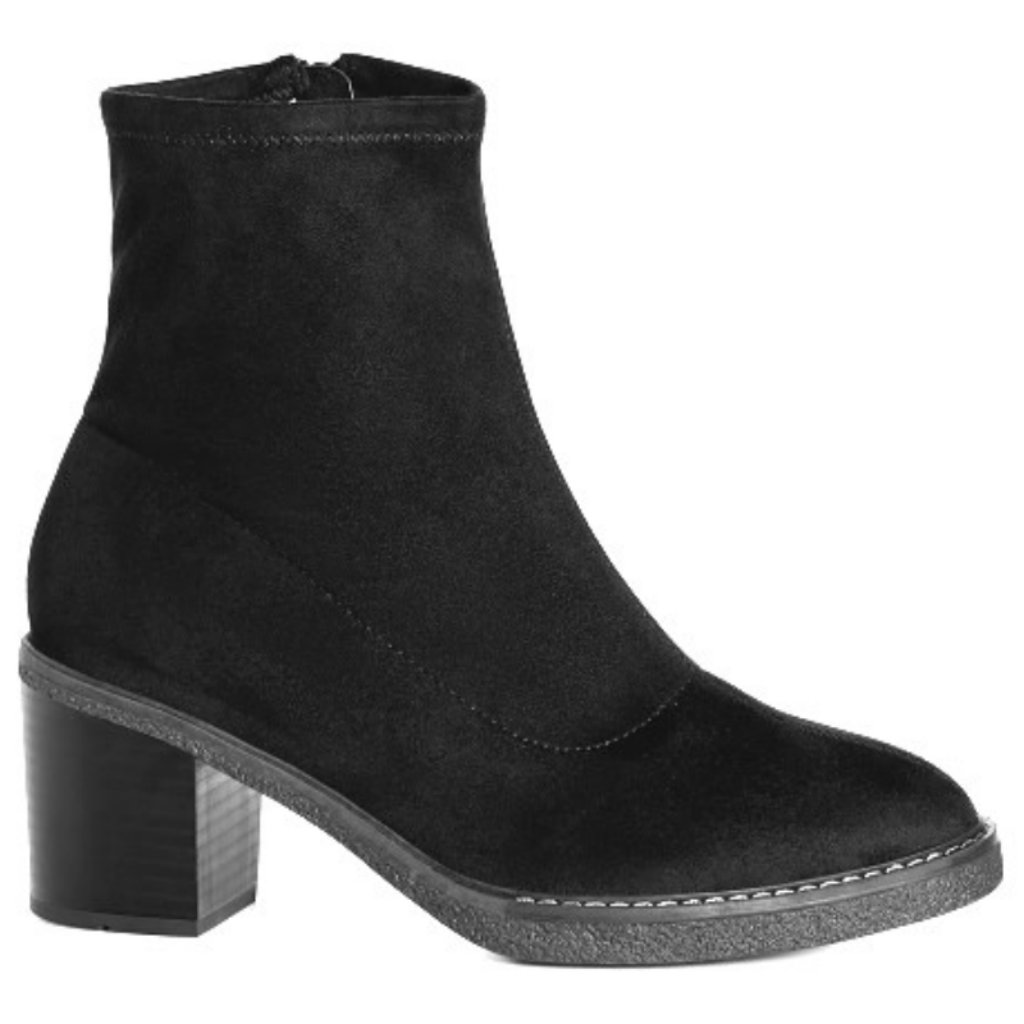 Nwt Evans Black Faux Suede Block Heel Ankle Boots 9 9w — image 3 of 8